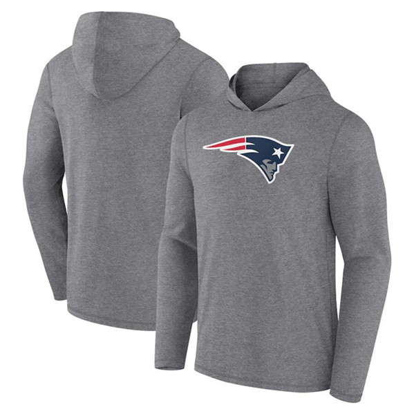 Men's New England Patriots Heather Gray Primary Logo Long Sleeve Hoodie